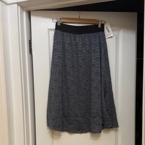 LuLaRoe Lola Black and Gray Patterned Midi Skirt
